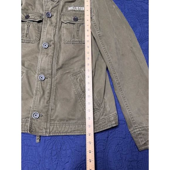 Y2K Hollister Olive Green Utility Jacket Women's Size Medium Snap Button Cargo - Picture 5 of 6